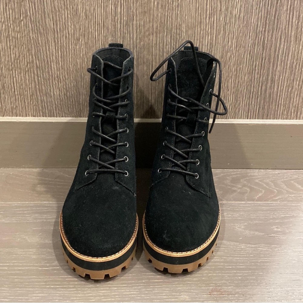 Madewell The Lorelei Boot 
Black Suede Lace-Up Boots 7.5